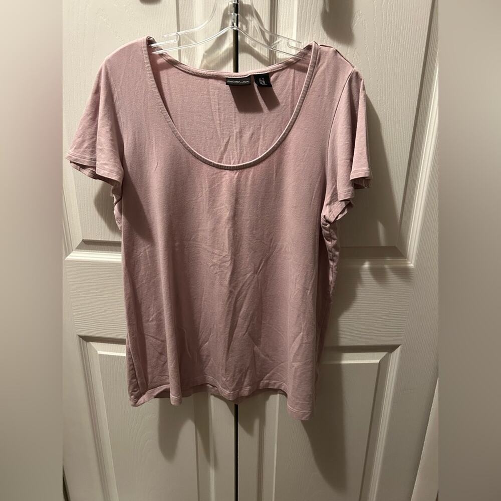 Rachel Zoe Short Sleeve T-Shirt Womens Size 1X Yellow V Neck Basic